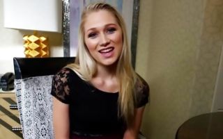 Terrific light-haired GF deeply sucking huge meaty dick