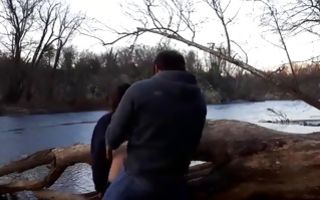 Marvelous dark-haired ex-girlfriend has painful outdoor sex